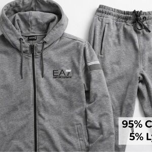 Emporio Armani Grey EA7 Hooded Zip Jacket & Joggers Set